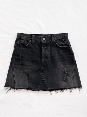 GRLFRND black distressed denim mini skirt size 26
